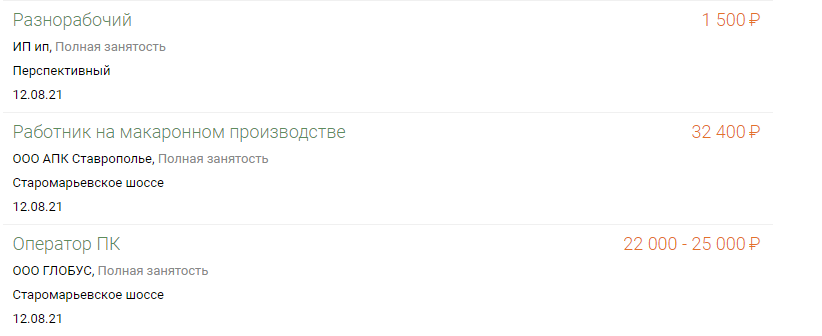 Стандартная вакансия